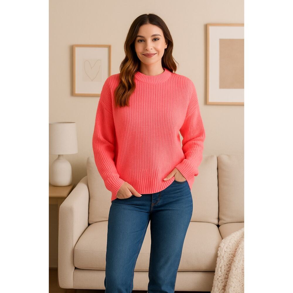 NEW Sew In Love Neon Pink Knit Pullover Sweater Women’s Size S Casual Cozy